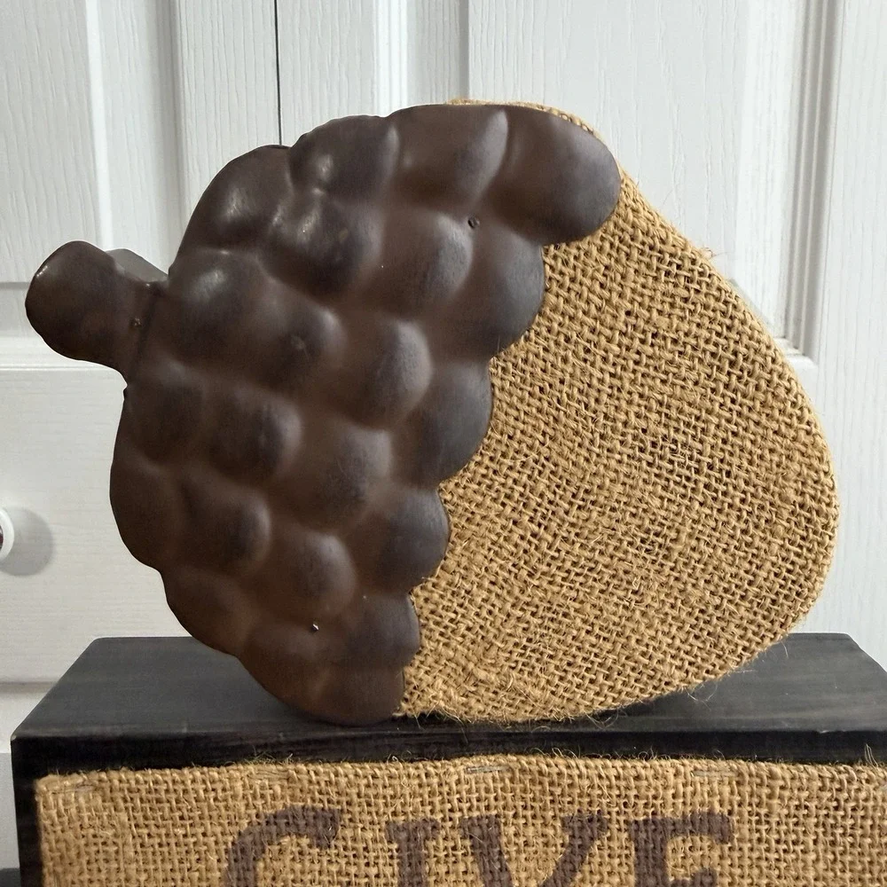 Give Thankfully Acorn Thanksgiving Decor Wood Metal Burlap Farmhouse Cottage